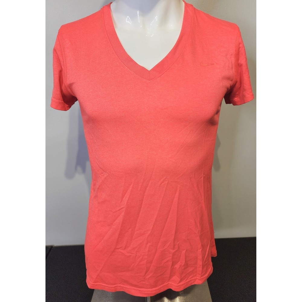 Nike Dri-Fit‎ Coral Women's Med Running Shirt  Regular Fit V-Neck Short Sleeves